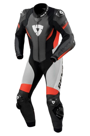 Motorrad Lederkombi Rev'It! Control Schwarz/Neon-Rot 46