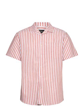 Giles Bowling Striped Shirt S/S Tops Shirts Short-sleeved Pink Clean Cut Copenhagen