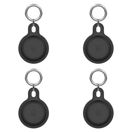 4 stk. - AirTag Etui AirTag Holder med Nøglering - Sort Sort