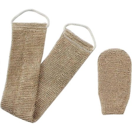 Hampa Ryggskrubber Naturlig Eksfolierende Ryggrem med Hansker Eksfolierende Loofah Ryggskrubber med Håndtak_Bra ting