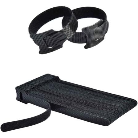50x Genanvendelige Kabelbindere Sorte, 150 x 12 mm Justerbare Frigørbare