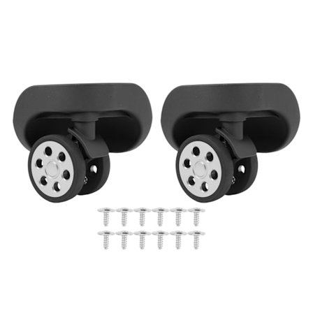 2 stk Bagasjehjul 360 grader roterende stille slitesterkt ABS gummi kofferthjul med skruer for utskifting reparasjon svart