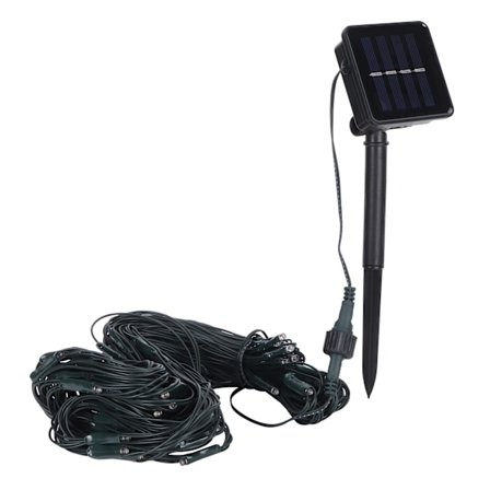 Solcelledrevet LED-nettlysstreng utendørs vanntett dekorative lys (1,5m x 1,5m) Blå