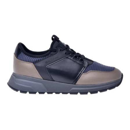 Baldinini Low-Topp trainers in taupe leather and grey fabric svart, Herr, Herr, Storlek: 43 EU