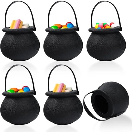 6 stk Mini Halloween Godteribeger, Halloween Godteribeger, Heks Gryte Godteribeger, Godterikrukke med Håndtak Trick or Treat Bag, Godteri Gryte 
