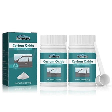 2x Vindusskrape Fjerner Reparasjon Bilvindu Glass Poleringspulver Vokspolish Pad Ceriumoksid for Glass
