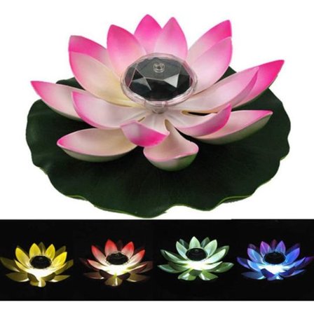 LED Solar Lotus Lampe 7 RGB Dam Lys Hage Dam Vannlilje Flytende Lotus