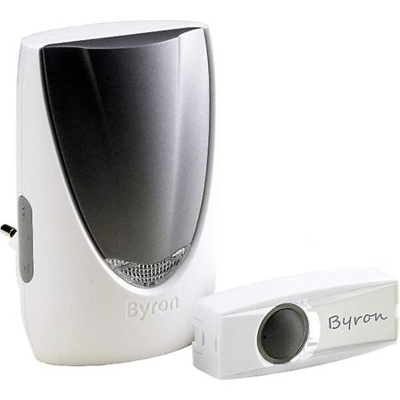 Byron Trådløs Dørklokke LED Lys Plug-in EU 2 Ben Stik - 125m Rækkevidde BY216FE