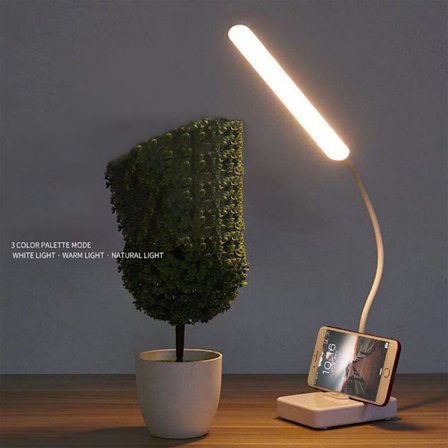 Rosa USB-oppladbar trådløs LED-skrivebordslampe 1200mAh Batte