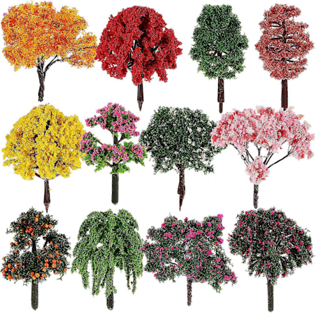 12 stk Modelltrær Miniatyr Landskap Togbaner Trær Modeller Fake Trær Sandbord DIY Håndverk Ornamenter