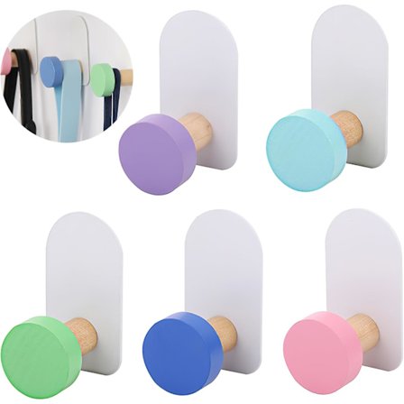 Farverige vægkroge, 5 stk. håndklædekroge, selvklæbende håndklædekroge, ingen borede vægkroge, til badeværelse, soveværelse, køkken, stue, 