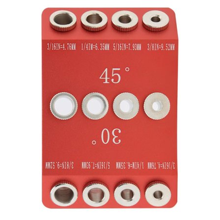 30 45 90 asteen kulmassa porausohjain, porausjigi vinoihin ja suoriin reikiin, 4 kokoa