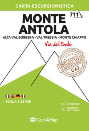 711 Monte Antola Alta Val Borbera - Val Trebbia - Monte Chiappo (Via del Sale). Carta escursionistica 1:25.000