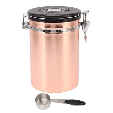 Kaffebeholder i rustfritt stål med skje - Lufttett oppbevaringsbeholder for tørr frukt, te og korn - 1,8L