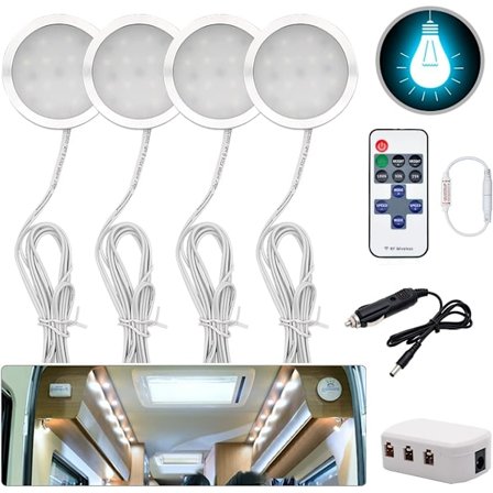 Inbyggd LED-spotlight 12V 3W för T4 T5 Husbil, Lastbil, Husvagn, Husbil, Båt, Buss (4 lampor)