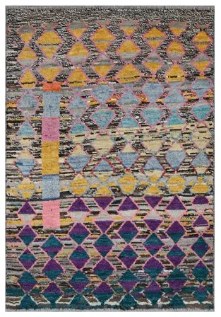 93X136 Tapis Berbère Colourful Moderne Noir/Marron (Laine, Afghanistan) Carpetvista