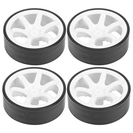 4 stk RC 6 eikers plastfelger med gummihjul for 1/10 RC Drift Car OnRoad Drifting Car (hvit)