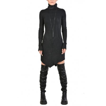 La Haine Inside Us Turtleneck Asymmetric Low Jeweled T-shirt Kjole Sort, Dame