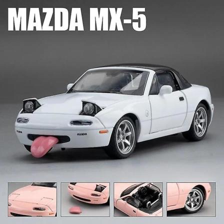1/32 Mazda Mx-5 Miniature Diecast Mx5 Roadster Lekebilmodell Lyd og lys Dører Åpningsbar Samling Gave Til Barn Gutt Barn WHITE