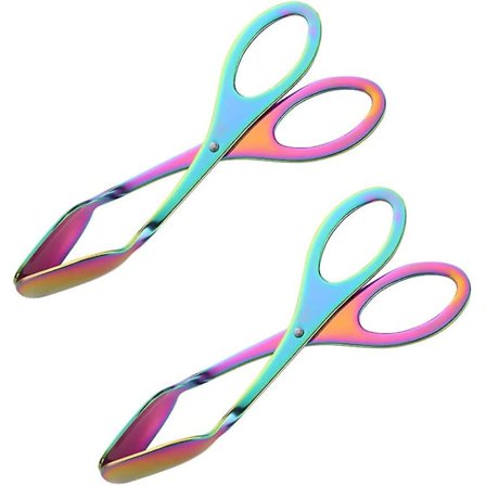 2 stk Matklyper, Baikai Rustfritt Stål Kjøkken Saks Klype, Serveringsklype Klemme For Matlaging, Grill, Buffet, Salat (regnbue)