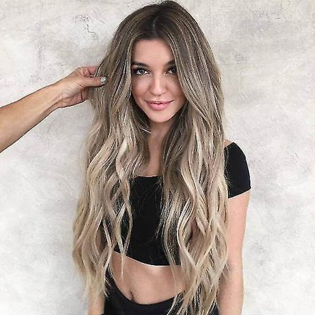 Blond peruukki Cosplay-peruukki pitkä aaltoileva peruukki naisille lämmönkestävät synteettiset peruukit