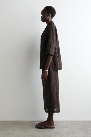 COS Layered Sheer Checked Midi Skirt - Women