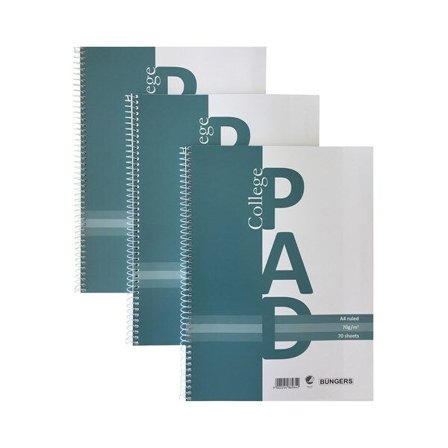 Kollegieblock A4 linjerat, 3-pack
