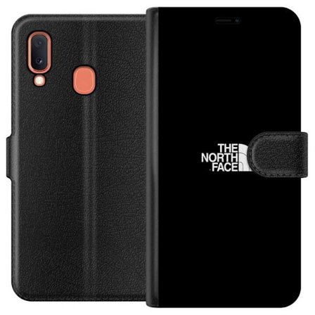 Kompatibelt Plånboksfodral till Samsung Samsung Galaxy A20e The North Face logga, klassisk och stilren design i svartvitt, inspirerad av äventyr, fr