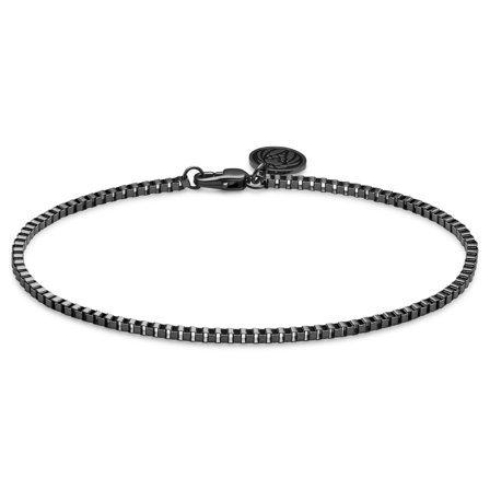 Essentials | Pulsera de cadena de caja en negro metalizado de 2 mm para hombres - Pulseras de acero