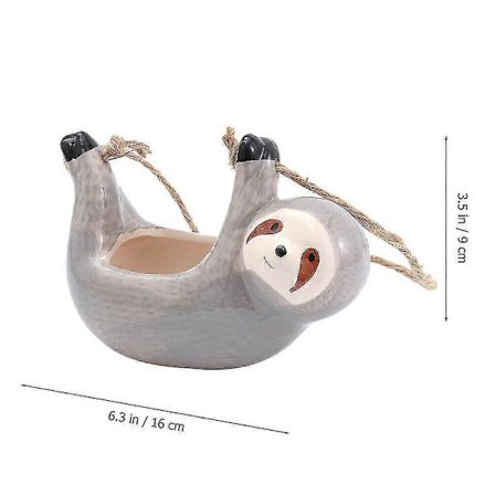 Hengende Sengdyr Formet Plantekrukke Hage Keramisk Blomsterpotte Sukkulent Plantebeholder Hjem grå