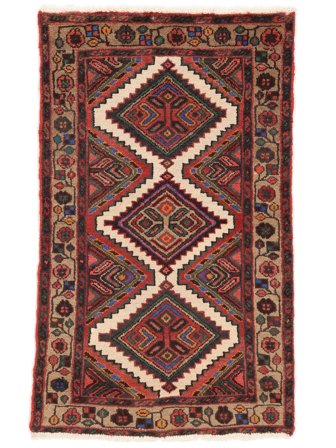 Tapis Hamadan 74X124 Noir/Rouge Foncé (Laine, Perse/Iran)