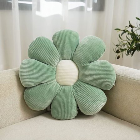 Blomsterpute, søt og komfortabel gulvmatte, myk og interessant planteputer, preppy estetisk romdekor for sofa, sofa, stol (salviegrønn,