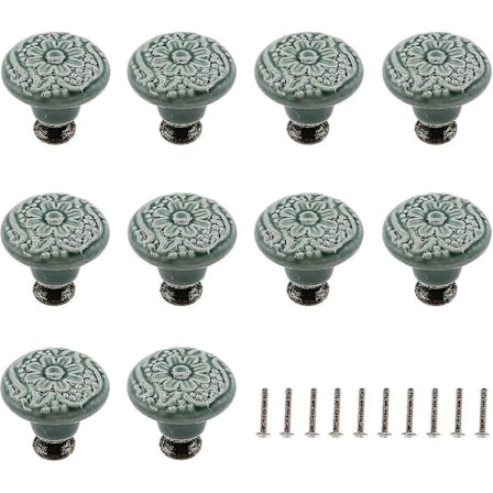 Dekorative Keramiske Skuffegreb - 10 Pak (Grøn)