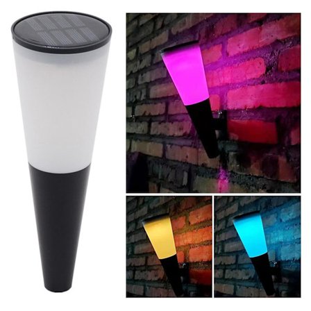 Solcelledrevet LED-vegglampe, fargerik fakkel for hage og gårdsplasser