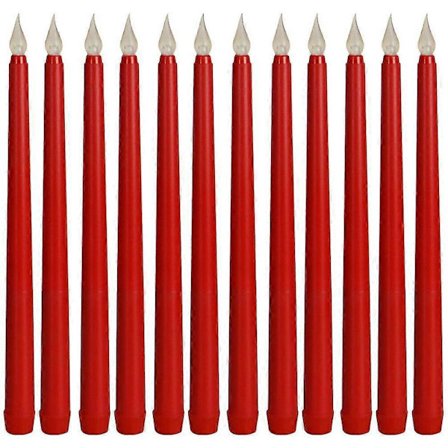 12 st LED Dekor Avsmalnande Ljus Flamfria Ljus Flamfria Avsmalnande Ljus Elektriska LED-ljus{ROG}