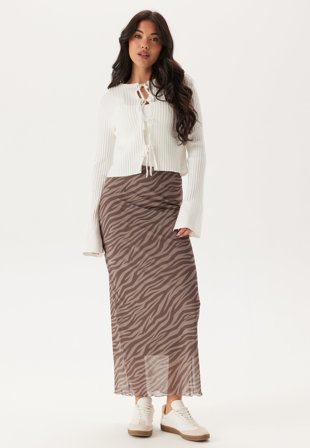BUBBLEROOM - Mesh Maxi Skirt - Brown/Beige