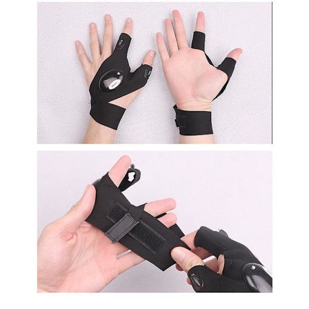 2 kpl USB-ladattavaa led-taskulamppua valaisevat kalastushanskat ulkovalaistus käsineet hengittävät sormen valo käsineet