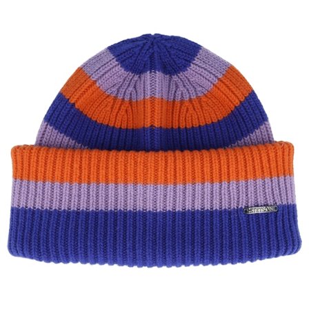 Stetson - Beanie Stripes Wool Freestyle Royal/Lilac/Orange Cuff Cuff Multi Beanie - @ Hatstore