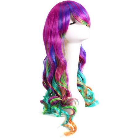 Långt lockigt Anime Cosplay Peruk Långt Peruk med Lugg Lockigt Peruk med Lugg Lila Peruker