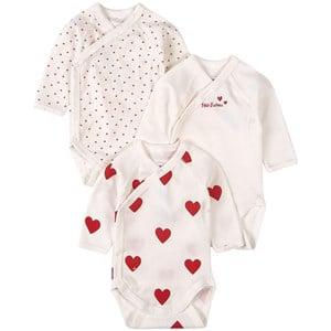 Kids - Petit Bateau 3-Pack White Heart Print Baby Bodies 1 month - All in ones - 1 month - White