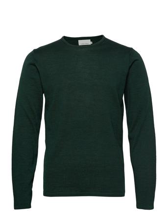 Kent Merino Crew Neck Knit Neulepaita Pyöreä Kaula-aukko Vihreä Casual Friday