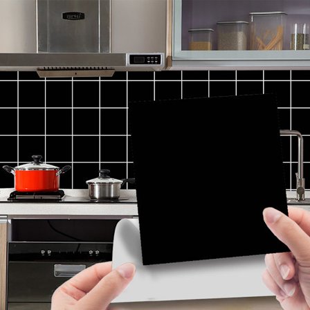 Dekorative fliser, sett med 24, svart, blank, 150x150 mm