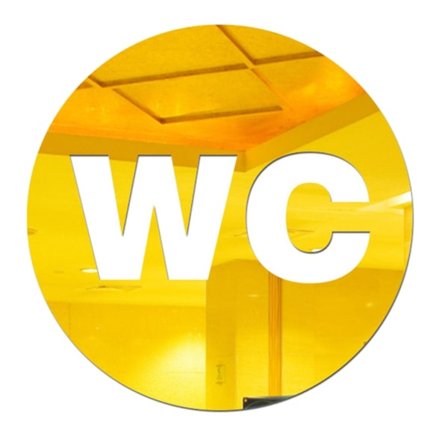 Toalett Skilt Selvklebende Bad Skilt Tykk Akryl Rund WC Dekaler for Dør Gull