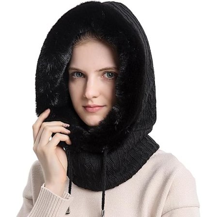 Vinterstrikket Balaclava for Kvinner med Fleksibel Halsvarmer Balaclava-Lue for Sykling Ski Vandring Fjellklatring Camping