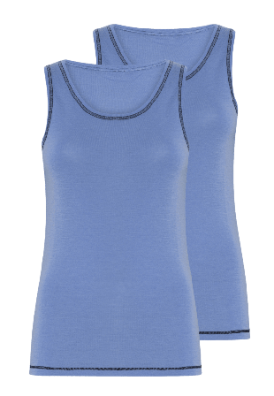 Dovre 2-pack 100% Merinoull, Topp Med Breda Remmar, Röt Linnen Dam Blå XXL