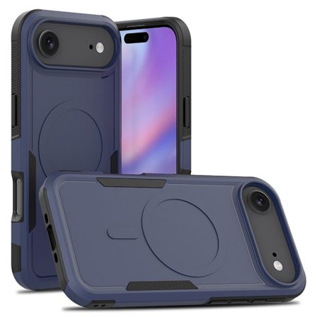 Kompatibel med iPhone 17 Air magnetisk Apple-telefondeksel med fortykkede hjørner, knusesikkert, mørkeblått