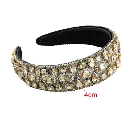 Krystalbesat Rhinestone Polstret Hårbånd, Bejælet Hårbøjle