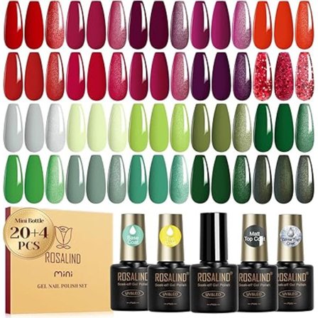 UV Gel Nail Polish Set, 24 Pieces Mini Color Gel for Nail Design - Red, Purple, Orange