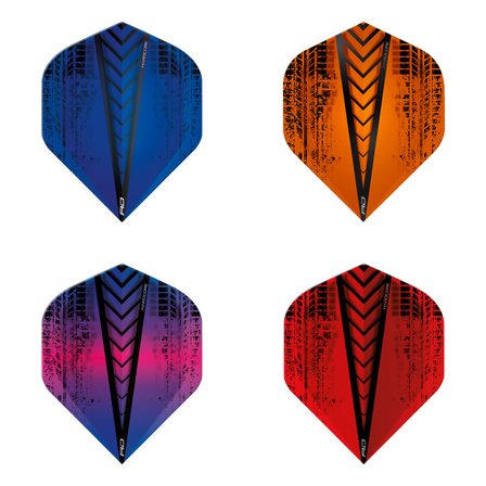 Red Dragon Darts Hardcore Flights 12 Pcs Professional Dart Flights, Blue/Orange/Red, Extra Thick, Dual Flow