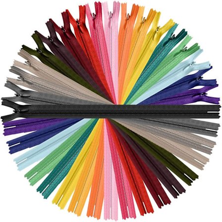 60 stk. usynlige nylon glidelåser, 9 tommer fargerike syglidelåser for skreddersøm (20 forskjellige farger)